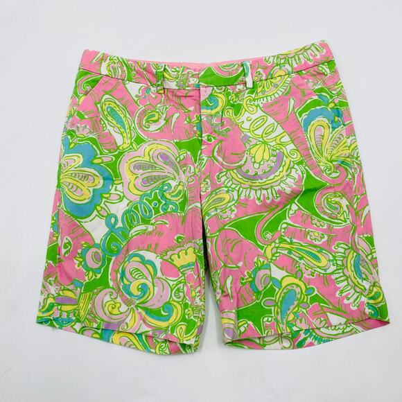 Lilly Pulitzer 6 pink & green bermuda avenue shorts - Picture 2 of 5